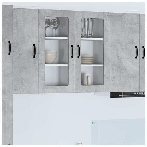 Pensile cucina Grigio cemento 40 x 31 x 80 cm Legno multistrato - Foto 2