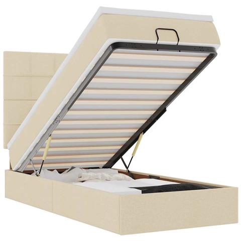 Struttura Letto Pouf con Materasso Crema 80x200 cm in Tessuto - Foto 1