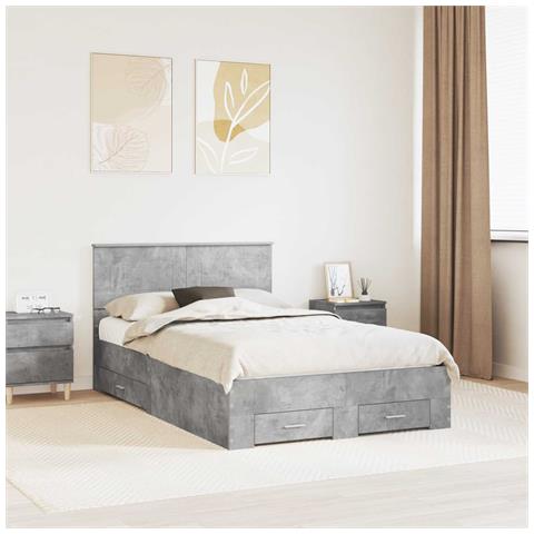 Struttura del letto con testiera Grigio cemento 120 x 190 cm - Foto 2