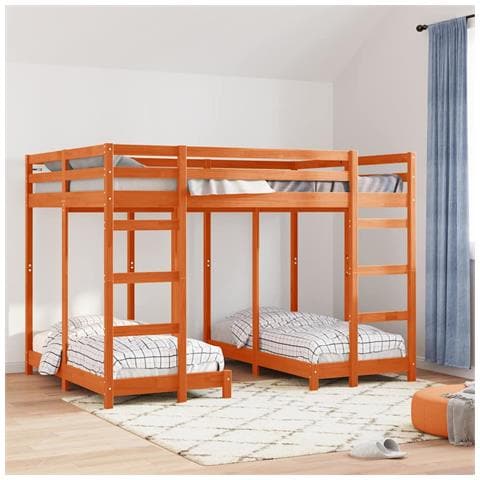 Struttura letto a castello triplo Cera marrone 140 x 200 cm - Foto 2