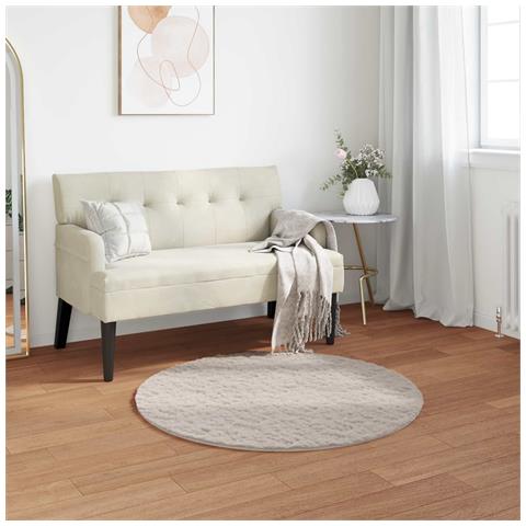 Tappeto in Pelliccia Sintetica di Coniglio Olite Beige Ø 80 cm - Foto 2