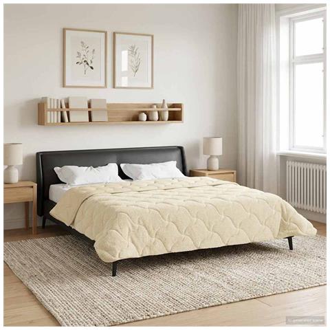 Duvet Estivo Crema 200 x 220 cm Microfibra e Fleece Teddy - Foto 2