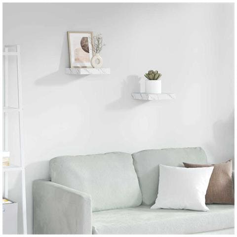 Scaffale da parete 2 pcs Marmo Bianco 23 x 23,5 x 4 cm - Foto 2