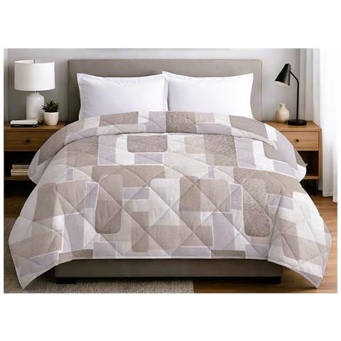 Trapuntino Piumino Estivo Primaverile 100gr Mq Leggero Disegno Brick Matrimoniale Beige - Foto 1