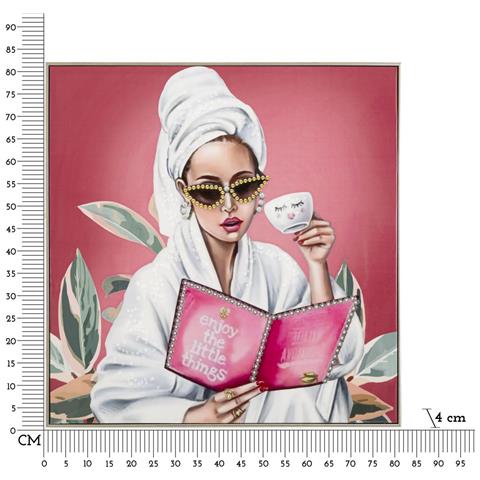 Dipinto Su Tela Luxury Spa A Donna In Accappatoio Con Cornice, 82x82 Cm - Foto 7