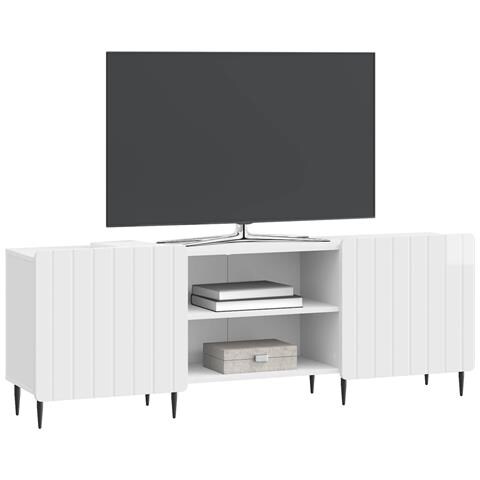Mobile TV Bianco Lucido 150 x 31 x 52 cm Legno ingegnerizzato - Foto 2