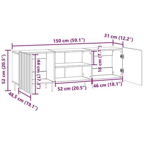 Mobile TV Bianco Lucido 150 x 31 x 52 cm Legno ingegnerizzato - Foto 9
