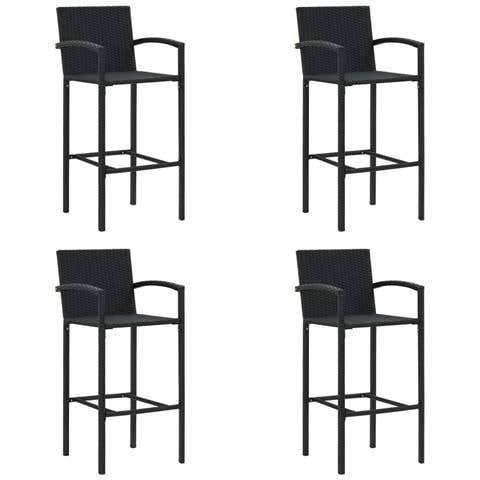 Sgabelli da Bar 4 pz in Polyrattan Nero - Foto 1