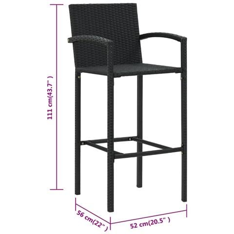 Sgabelli da Bar 4 pz in Polyrattan Nero - Foto 8