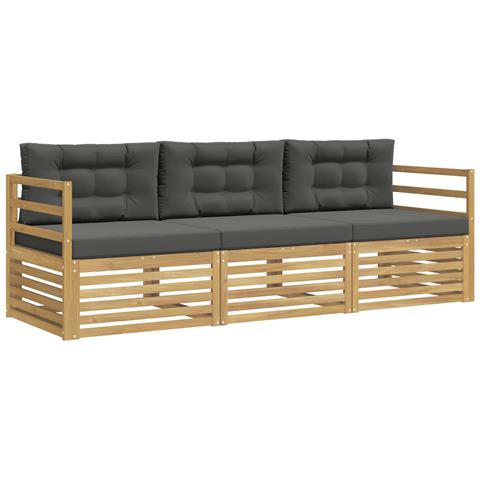 Set di divani da esterno 3 pcs Bianco e Antracite Poliestere - Foto 1
