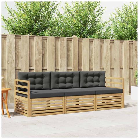 Set di divani da esterno 3 pcs Bianco e Antracite Poliestere - Foto 2