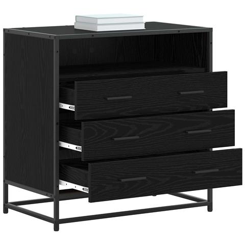 Mobile con Cassetti 3-Cassetto Rovere nero 70 x 41 x 70 cm - Foto 2