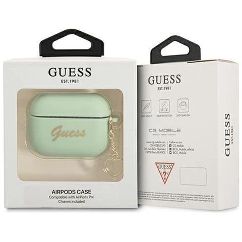 Guess Guaplschsn Airpods Pro Custodia Verde /verde In Silicone Collezione Heart - Foto 1