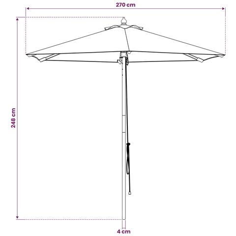 Ombrello da giardino Ø 270 x 248 cm Legno di Eucalipto Massello - Foto 8