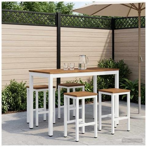 Tavolo Bar da Giardino Naturale e Bianco 108,5 x 55 x 105 cm - Foto 2