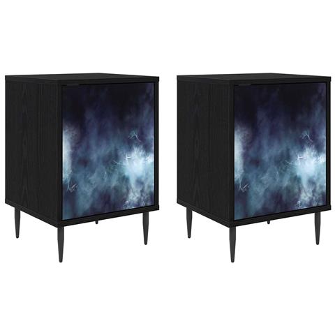 Armadio da Notte RAALTE 2 pz Rovere Nero 36 x 33 x 51 cm - Foto 1
