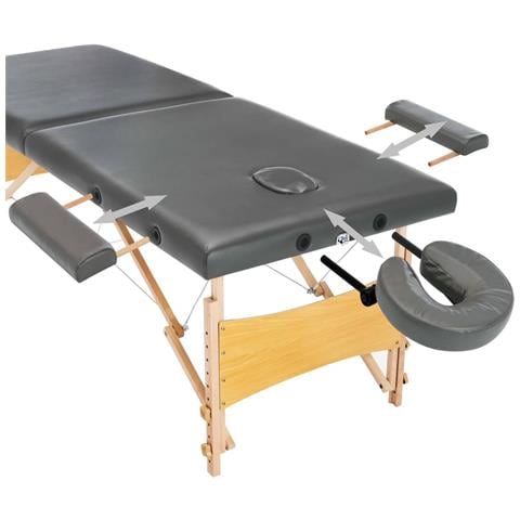 Lettino Da Massaggio 2 Zone Telaio In Legno Antracite 186x68cm - Foto 10