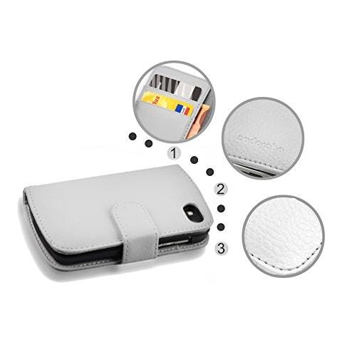 Custodia Compatibile Con Blackberry Q10 In Magnesio Bianco - Coperchio Protettivo In Ecopelle Testurizzata E Tasca Per Carte Di Credito - Foto 2