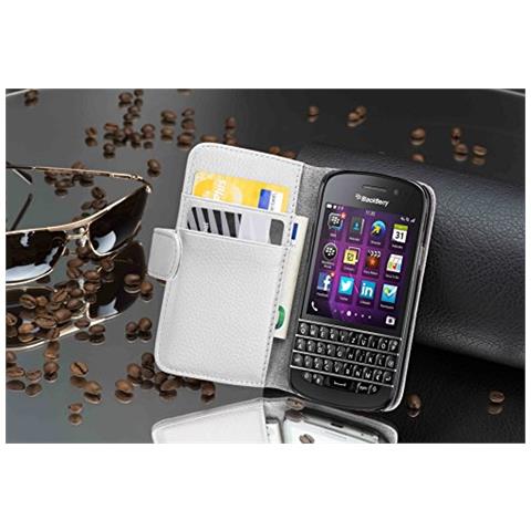 Custodia Compatibile Con Blackberry Q10 In Magnesio Bianco - Coperchio Protettivo In Ecopelle Testurizzata E Tasca Per Carte Di Credito - Foto 4