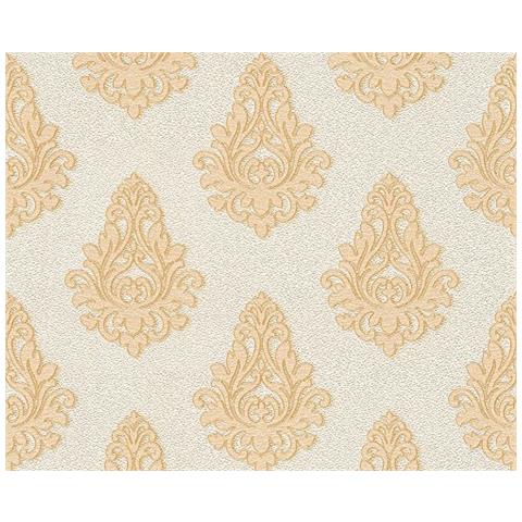 959811 - Carta Da Parati Nobile Modello Classico Sfondo Crema Strutturato Metallico, Bianco - Foto 2