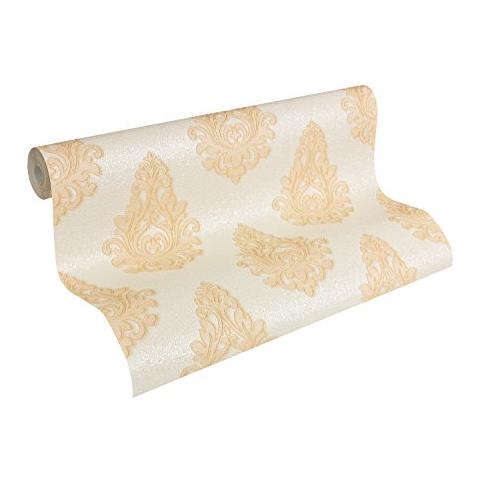 959811 - Carta Da Parati Nobile Modello Classico Sfondo Crema Strutturato Metallico, Bianco - Foto 1