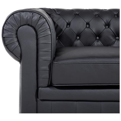 Set Di Divano E Poltrona In Pelle Nero Chesterfield - Foto 17