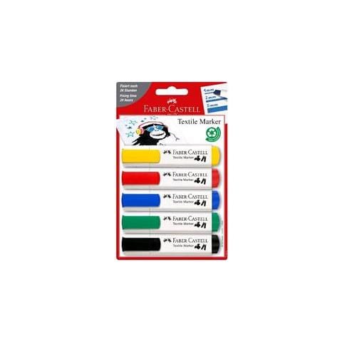 ver Faber Castell Marcatore Permanente Per Tessuti Punta Scalpello 1/5 Mm Colori Assortiti Conf 5 Pz. - Foto 2