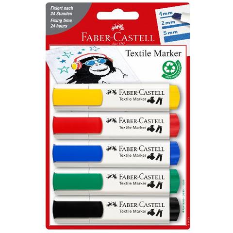 ver Faber Castell Marcatore Permanente Per Tessuti Punta Scalpello 1/5 Mm Colori Assortiti Conf 5 Pz. - Foto 1