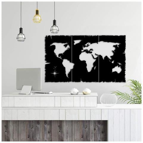 Quadro Decorazione Murale Mappa Nera Cm Cm 125x73 H - Foto 1