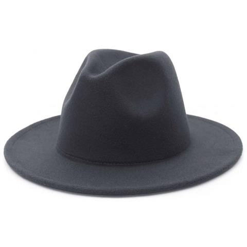 SLOWMOOSE - Cappello Da Donna In Feltro Di Lana Tinta Unita Autunno Inverno  Panama Gamble Jazz Cap [ grigio Scuro / 59-60 Cm] - ePRICE