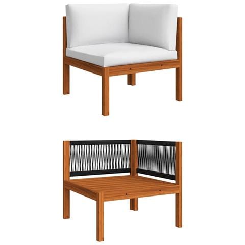 Set Divani Da Giardino 6 Pz Con Cuscini Crema Massello Acacia - Foto 10
