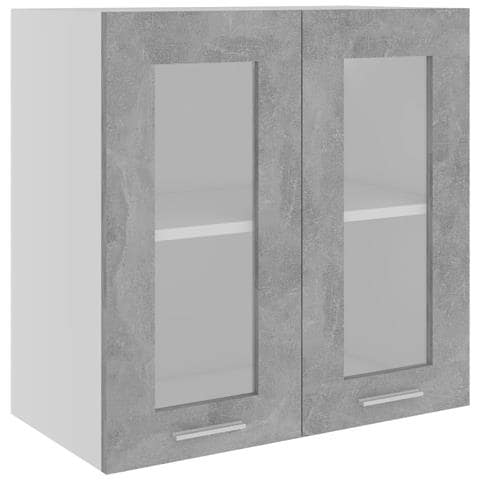 Mobile Pensile con Vetro “Lyon” Grigio Cemento 60x31x60 cm - Foto 1