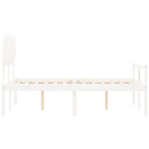 Letto per Anziani Bianco Testiera Small Double Legno Massello - Foto 2