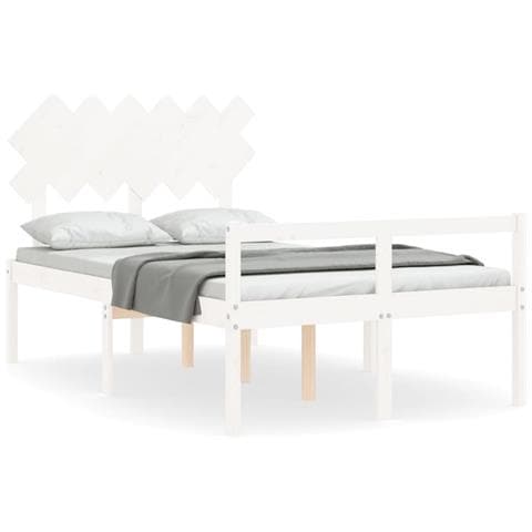Letto per Anziani Bianco Testiera Small Double Legno Massello - Foto 1