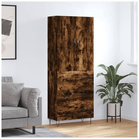 Credenza Rovere Fumo 69,5x34x180 Cm In Legno Multistrato - Foto 6