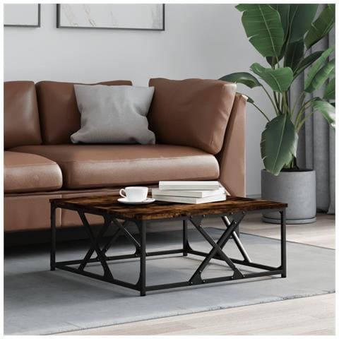 Tavolino Da Salotto Rovere Fumo 70x70x30cm In Legno Multistrato - Foto 2