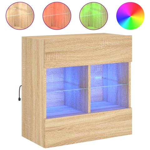 Mobile Tv A Parete Con Luci Led Rovere Sonoma 58,5x30x60,5 Cm - Foto 2