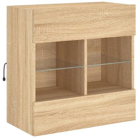 Mobile Tv A Parete Con Luci Led Rovere Sonoma 58,5x30x60,5 Cm - Foto 3