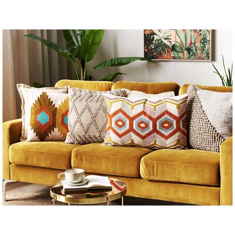 Set Di 2 Cuscini Majra Cotone 40 X 60 Cm Multicolore Trama Geometrica - Foto 1