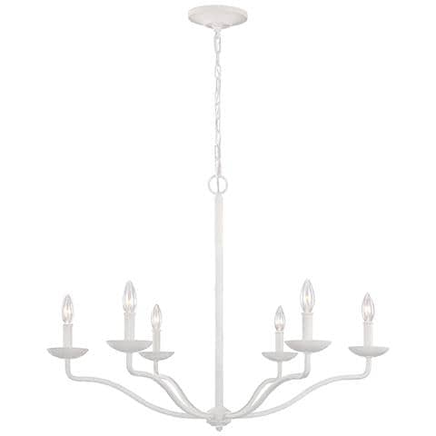 Lampadario Classico Annie Acciaio Bianco Gesso 6 Luci E14 - Foto 1