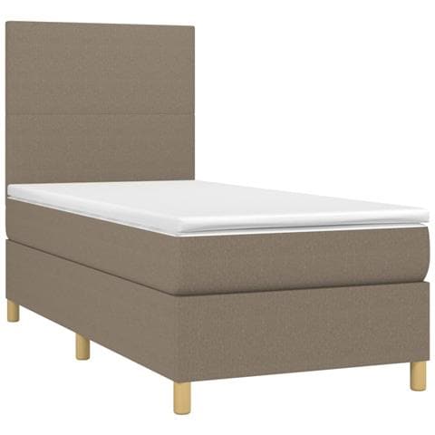 Letto A Molle Con Materasso E Led Tortora 100x200cm In Tessuto - Foto 2