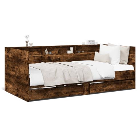 Divano Letto Con Cassetti Senza Materasso Rovere Fumo 100x200cm - Foto 2