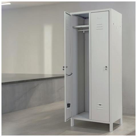 Armadio Spogliatoio In Metallo 69x34xh180 Cm Doppia Anta Con Serratura E Cerniere Antiscasso - Foto 2