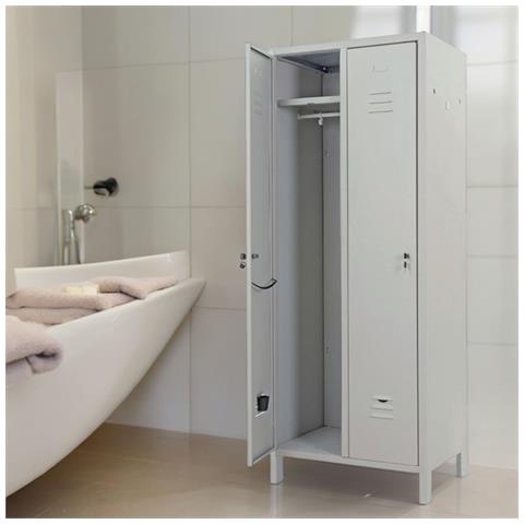 Armadio Spogliatoio In Metallo 69x34xh180 Cm Doppia Anta Con Serratura E Cerniere Antiscasso - Foto 3