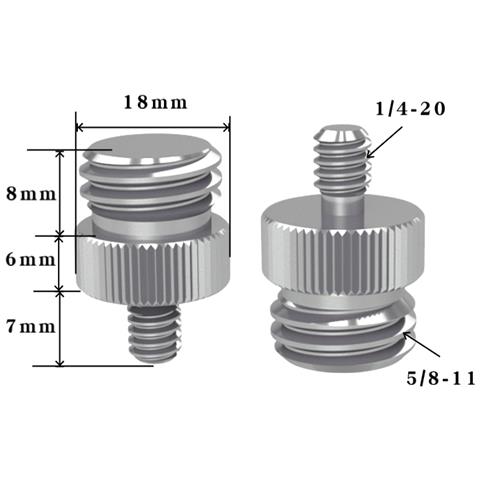 Set Di Adattatori Per Treppiede Da 5: Adattatore Filettato Da 1/4-20 Pollici A 5/8-11 Pollici Silver 1/4-20 - Foto 1