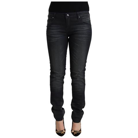 Jeans Slim Fit In Denim A Vita Bassa In Cotone Lavato Nero - W26 - Foto 1