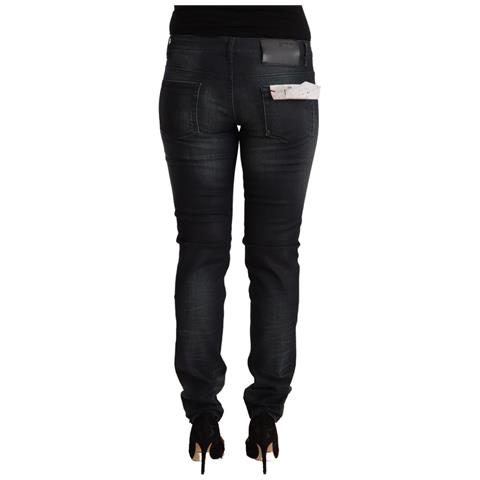 Jeans Slim Fit In Denim A Vita Bassa In Cotone Lavato Nero - W26 - Foto 3