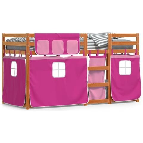 Letto a Castello senza Materasso Rosa 90x200 cm Legno di Pino - Foto 1