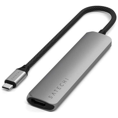 Hub Usb-c Slim Multiport 6-in-1 4k Power Delivery 100w, Grigio - Foto 1