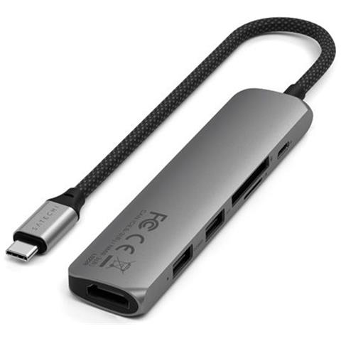 Hub Usb-c Slim Multiport 6-in-1 4k Power Delivery 100w, Grigio - Foto 2